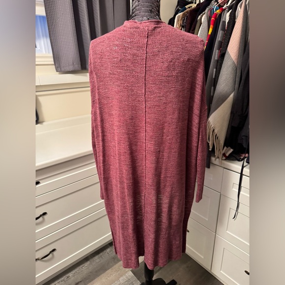 Free people TGIF Oversized SML cardigan raspberry pink high low marled - Picture 6 of 12